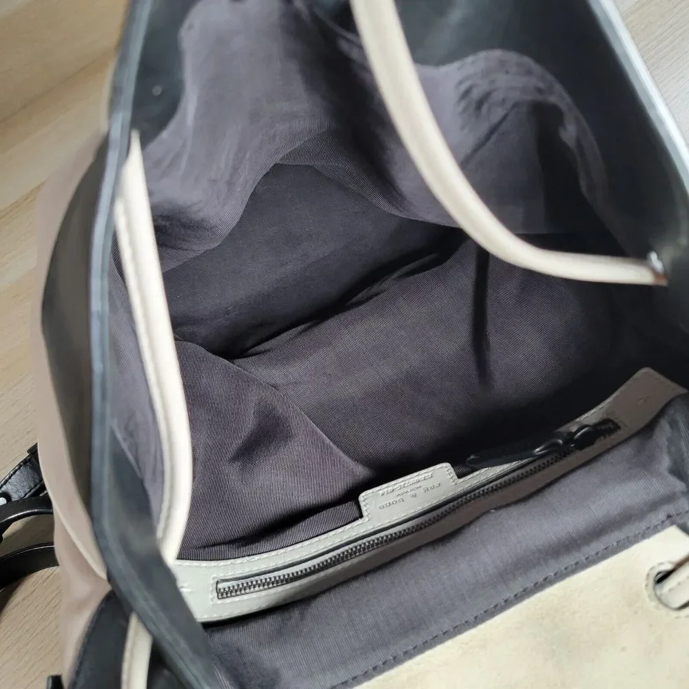 Rag & Bone Pilot Two Tone Backpack Leather Fawn Black Colorblock Purse Suede